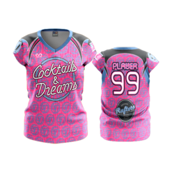 1804 FD Womens V-Neck Capsleeve-FLO INK + $5