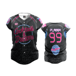 1804 FD Womens Full Button Capsleeve-FLO INK + $5