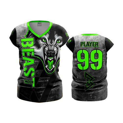 1720 FD Womens V-Neck Capsleeve-FLO INK + $5