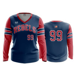 2102 FD Womens V-Neck Longsleeve REBELS-NAVY-ADDONS
