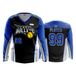 2187 FD Womens V-Neck Longsleeve LADY-BULLETS-BLACK