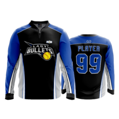 2187 FD Quarter Zip Batting Jacket LS LADY-BULLETS-BLACK