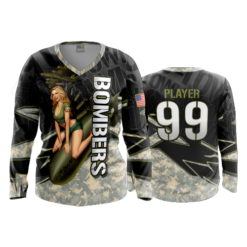 2186 FD Womens V-Neck Longsleeve BOMBERS-BLACK
