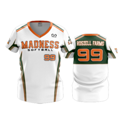 1671 FD Womens V-Neck MADNESS-SOFTBALL-UPDATE-FLO INK + $5