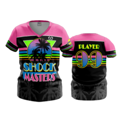 2175 FD Womens V-Neck SHOCKMASTERS-FLO-FLO INK + $5