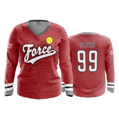 2216 FD Womens V-Neck Longsleeve FORCE-RED