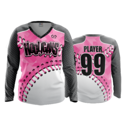 2200 FD Womens V-Neck Longsleeve HOOLIGANS-PINK