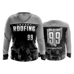1786 FD Womens V-Neck Longsleeve LEGACY-ROOFING-GREY