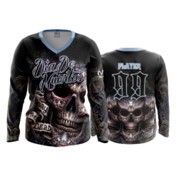 2174 FD Womens V-Neck Longsleeve DIA-DE-MUERTOS