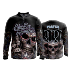2174 FD Quarter Zip Batting Jacket LS DIA-DE-MUERTOS