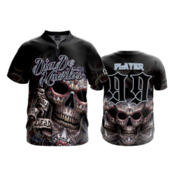 2174 FD Quarter Zip Batting Jacket SS DIA-DE-MUERTOS