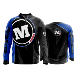 2130 FD Quarter Zip LS - Ribbed Collar MONSTER-JUJITSU-BLUE
