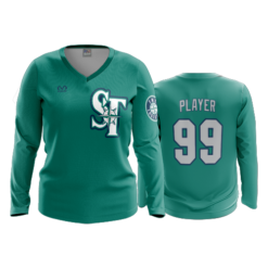 1466 FD Womens V-Neck Longsleeve STICK-TALK-TEAL