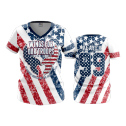 2232 FD Womens V-Neck WINGS-FOR-OUR-TROOOPS