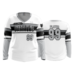 2296 FD Womens V-Neck Longsleeve COLUMBUS-JAMMERS-WHITE