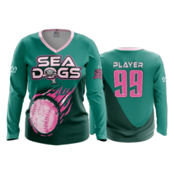 993 FD Womens V-Neck Longsleeve SEA-DOGS-TEAL