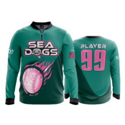 993 FD Quarter Zip Batting Jacket LS SEA-DOGS-TEAL