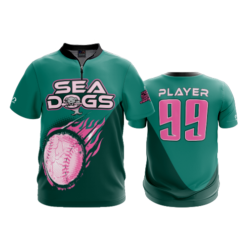 993 FD Quarter Zip Batting Jacket SS SEA-DOGS-TEAL