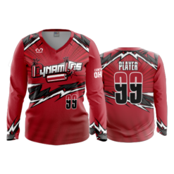 1108 FD Womens V-Neck Longsleeve CENTRAL-OHIO-DYNAMITES-RED