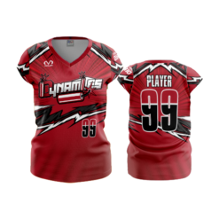 1108 FD Womens V-Neck Capsleeve CENTRAL-OHIO-DYNAMITES-RED