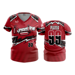 1108 FD Womens V-Neck CENTRAL-OHIO-DYNAMITES-RED