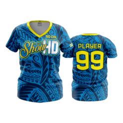 1994 FD Womens V-Neck THE-SHOW-HD-BLUE