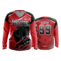 2327 FD Womens V-Neck Longsleeve WOLVES-RED