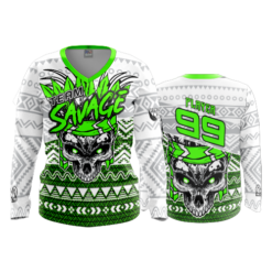2328 FD Womens V-Neck Longsleeve TEAM-SAVAGE-FLO INK + $5