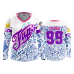 2405 FD Womens V-Neck Longsleeve MOCLUB-FUPS-FLO INK + $5