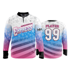 2434 FD Quarter Zip Batting Jacket LS HOT-MESS-EXPRESS-FLO-FLO INK + $5