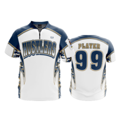 2453 FD Quarter Zip Batting Jacket SS HUSTLERS-WHITE