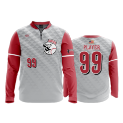 2449 FD Quarter Zip Batting Jacket LS JUSTICE-STRENGTH-AND-FITNESS-REDS
