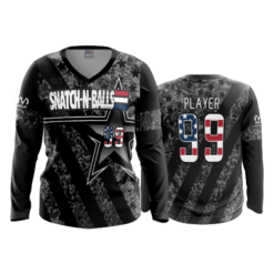 2456 FD Womens V-Neck Longsleeve SNATCH-N-BALLS