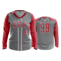 2498 FD Womens V-Neck Longsleeve SCARLET-LASERS-GREY