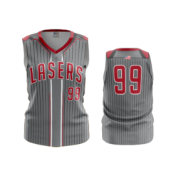 2498 FD Womens V-Neck Sleeveless SCARLET-LASERS-GREY