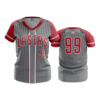 2498 FD Womens V-Neck SCARLET-LASERS-GREY
