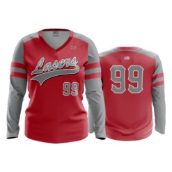 2498 FD Womens V-Neck Longsleeve SCARLET-LASERS-RED