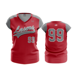 2498 FD Womens V-Neck Capsleeve SCARLET-LASERS-RED