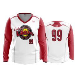 2498 FD Womens V-Neck Longsleeve SCARLET-LASERS-WHITE