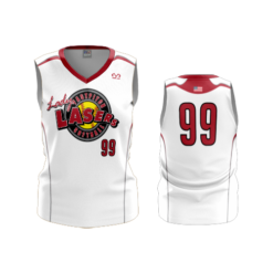 2498 FD Womens V-Neck Sleeveless SCARLET-LASERS-WHITE
