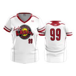 2498 FD Womens V-Neck SCARLET-LASERS-WHITE