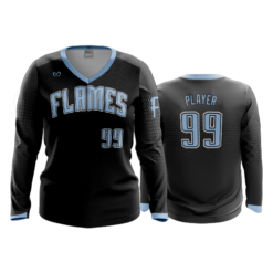 466 FD Womens V-Neck Longsleeve CINCY-FLAMES-BLACK