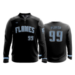 466 FD Quarter Zip Batting Jacket LS CINCY-FLAMES-BLACK