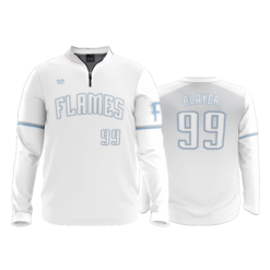 466 FD Quarter Zip Batting Jacket LS CINCY-FLAMES-WHITEOUT