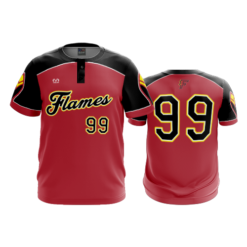 466 FD 2 Button FLAMES-RED-THROWBACK