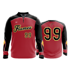 466 FD Quarter Zip Batting Jacket LS FLAMES-RED-THROWBACK