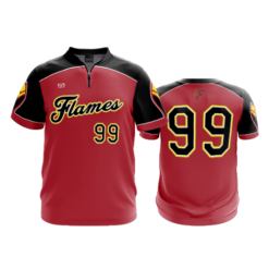 466 FD Quarter Zip Batting Jacket SS FLAMES-RED-THROWBACK