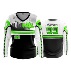 2350 FD Womens V-Neck Longsleeve NWL-WHITE-FLO-GREEN-FLO INK + $5