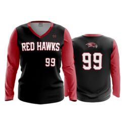 2540 FD Womens V-Neck Longsleeve REDHAWKS-BLACK