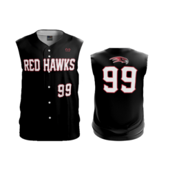 2540 FD ProTek Mens Full Button Down Sleeveless REDHAWKS-BLACK